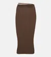 Jacquemus Pralu Ribbed-knit Midi Skirt In Dark Brown