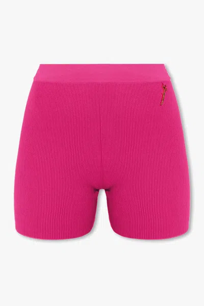 Jacquemus Pralu Ribbed Shorts In Pink