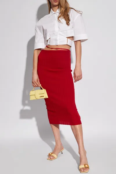 Jacquemus La Jupe Pralu Knitted Midi Skirt In Red