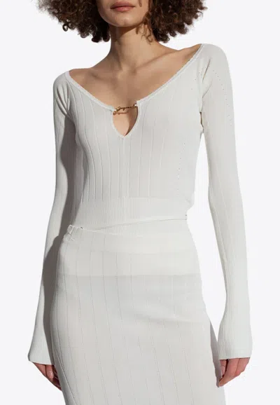 Jacquemus Pralu Ribbed Top In Off-white