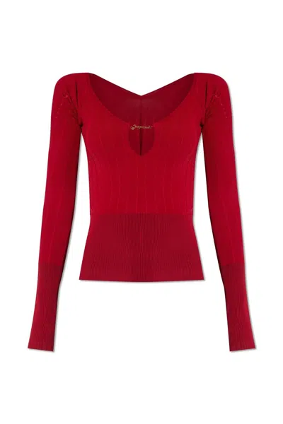 Jacquemus Pralu Ribbed Top In Red