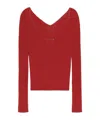 Jacquemus Long Sleeve Scalloped Top In Red