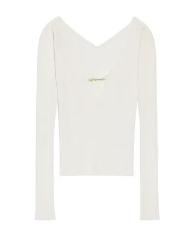 Jacquemus Pralu Ribbed Top In White