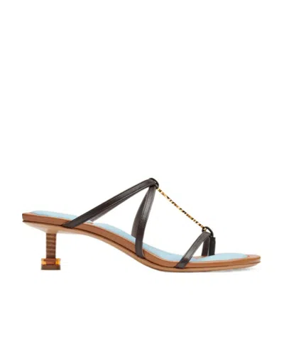 Jacquemus Pralu Leather Mules In Chocolate