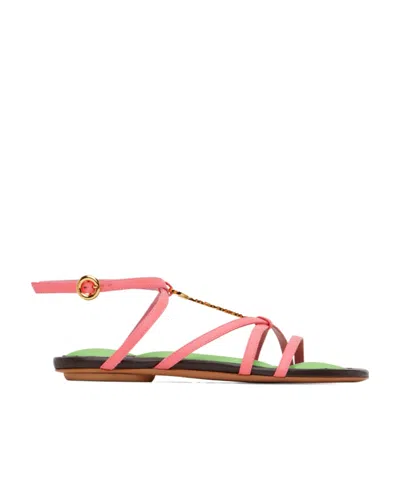 Jacquemus Pralu Strappy Flat Sandals In Multicolor