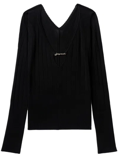 Jacquemus Pralu Top With Viscose Blend In Black