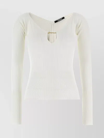 JACQUEMUS 'PRALÙ' V-NECK RIBBED STRETCH TOP