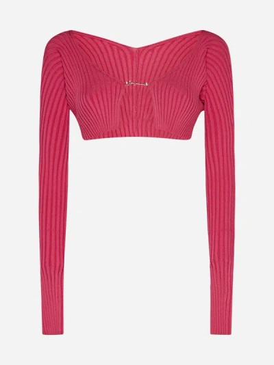 JACQUEMUS PRALU VISCOSE-BLEND CROPPED CARDIGAN