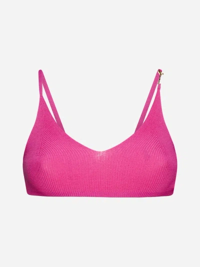 Jacquemus Le Bandeau Pralu Logo短款上衣 In Fuchsia