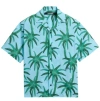 Jacquemus Short-sleeved Shirt With Tropical Palm Tree Print In Print Palmtrees Star Blue
