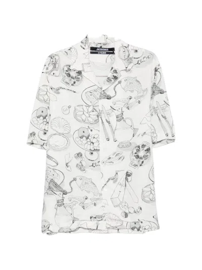 Jacquemus Printed Cotton Shirt In White
