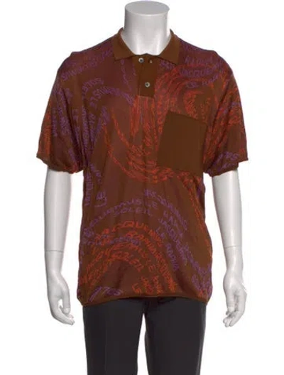 Pre-owned Jacquemus Printed Crew Neck Polo Shirt In Brown