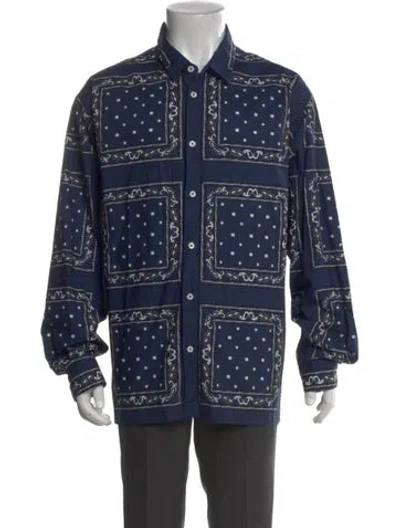 Pre-owned Jacquemus Printed Long Sleeve Denim Shirt In Blue