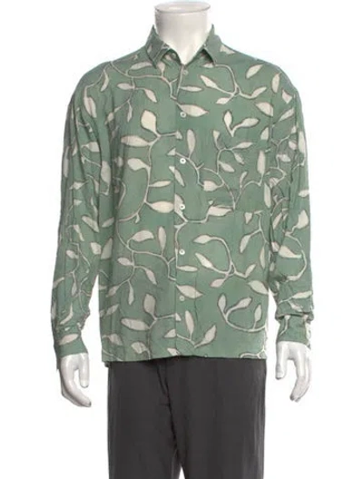 Pre-owned Jacquemus Printed Long Sleeve Dress Shirt In Green
