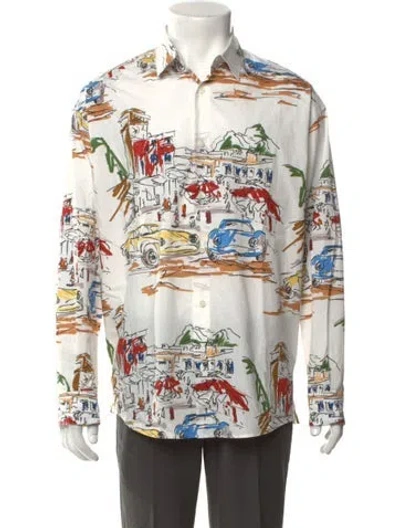 Pre-owned Jacquemus Printed Long Sleeve Shirt In White