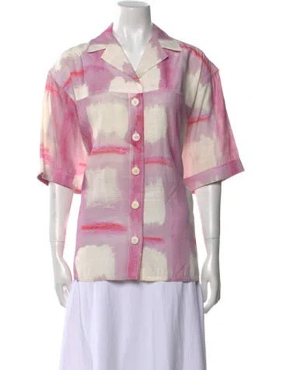 Pre-owned Jacquemus Printed Short Sleeve Button-up Top In Purple