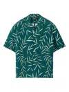 Jacquemus Leaf Print Short Sleeve Shirt With Pocket In Green