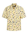 Jacquemus 'la Chemise Jean' Yellow Bowling Shirt With Cuban Collar And All-over Motif