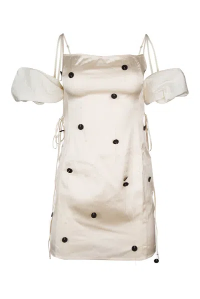 Jacquemus Puffed Sleeve Mini Dress In White
