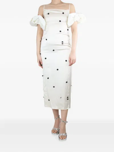 Pre-owned Jacquemus Puff-sleeved Midi Dress In Neutral