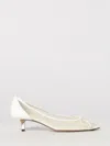 Jacquemus Tourni Bow-detailed Leather-trimmed Mesh Pumps In White