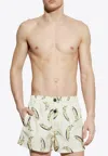 Jacquemus Le Maillot Puntini Yellow Swimsuit With Elastic Waist And All-over Print In Tech Fabric Man