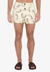 Jacquemus Le Maillot Puntini Yellow Swimsuit With Elastic Waist And All-over Print In Tech Fabric Man In White