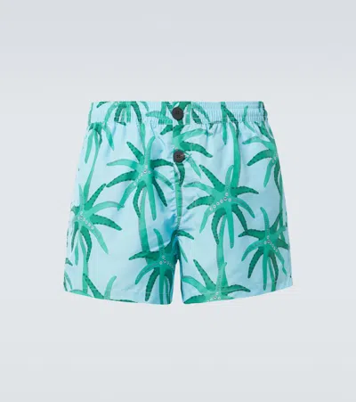 Jacquemus Le Maillot Puntini Light Blue Swimsuit With Elastic Waist And All-over Print In Tech Fabric Man In Multi