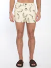 Jacquemus Le Maillot Puntini Yellow Swimsuit With Elastic Waist And All-over Print In Tech Fabric Man