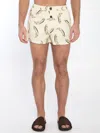 Jacquemus Le Maillot Puntini Yellow Swimsuit With Elastic Waist And All-over Print In Tech Fabric Man In Yellow