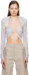 Jacquemus Goccia Cropped Floral-print Cupro-blend Top In 6ag Print Faded Flow
