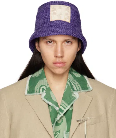 Jacquemus Purple Le Raphia 'le Bob Ficiu' Hat In 650 Purple