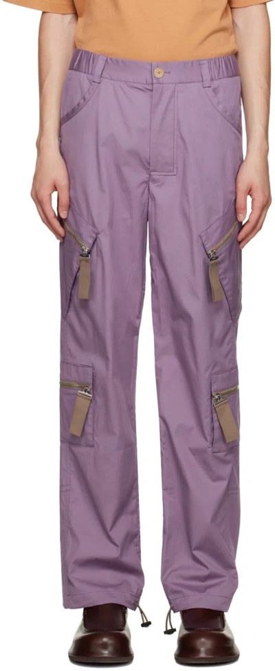Jacquemus Marrone Cotton-blend Cargo Trousers In 610 Light Purple