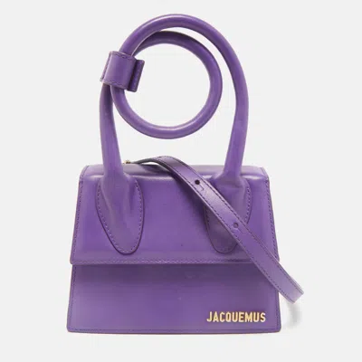 Pre-owned Jacquemus Purple Leather Le Chiquito Noeud Top Handle Bag