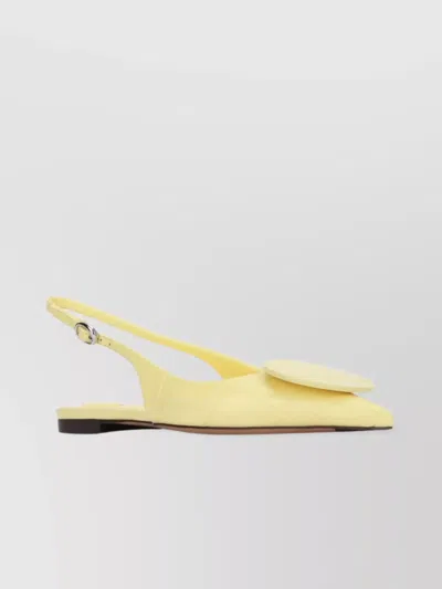 Jacquemus Quilted Buckle Flat Pointed Toe Shoes In Yellow