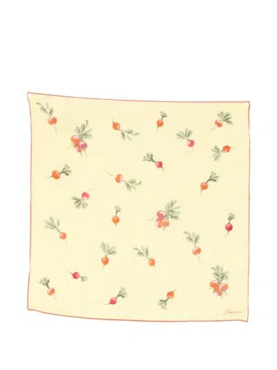 Jacquemus Radish-print Silk Square Scarf In Neutral