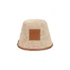 Jacquemus Raffia And Leather Bucket Hat With Gold Accents In Neutral