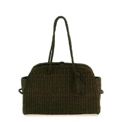 Jacquemus Raffia Braided Tote Bag  Green