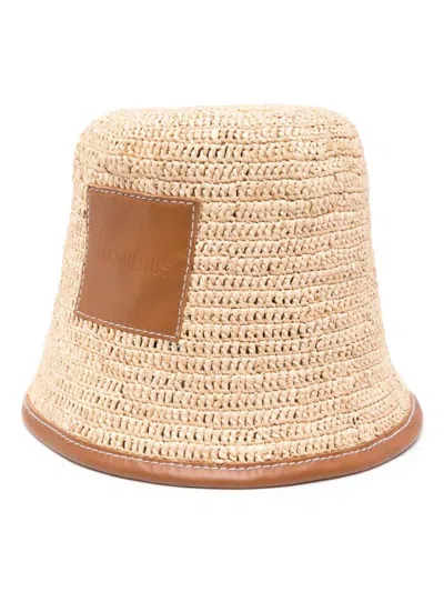 Jacquemus Raffia Bucket Hat Accessories In Brown