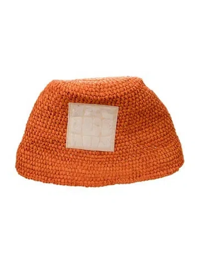 Pre-owned Jacquemus Raffia Bucket Hat In Orange