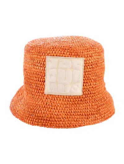 Pre-owned Jacquemus Raffia Bucket Hat In Orange
