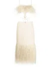 JACQUEMUS RAFFIA FRINGED MIDI DRESS