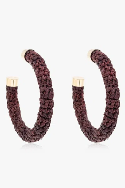 Jacquemus Raffia Hoop Earrings In Brown