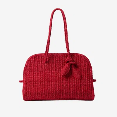 Jacquemus Raffia Tourism Bag In Red