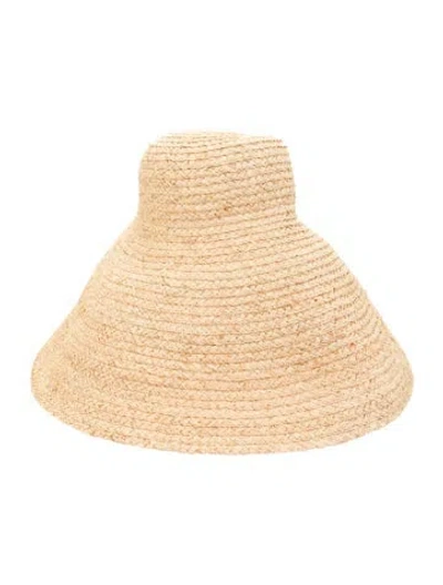 Pre-owned Jacquemus Raffia Woven Wide Brim Sun Hat In Neutrals