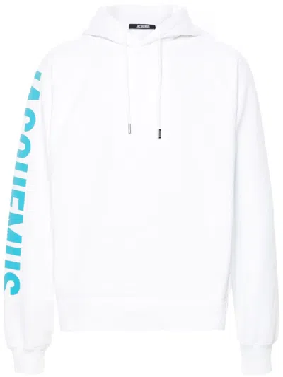 Jacquemus Raised-logo Cotton Hoodie In White