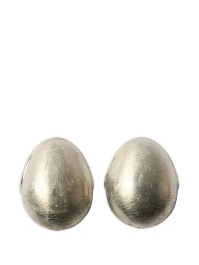 Jacquemus Brushed Oval Drop Earrings In Gold