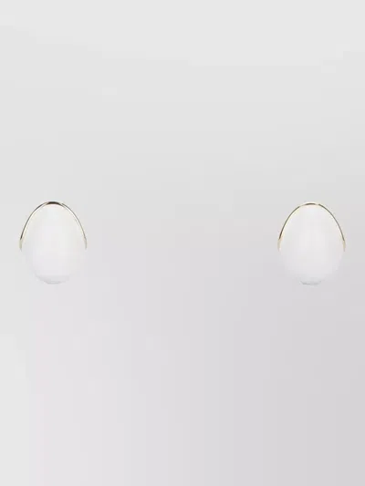 Jacquemus Raisin Motif Stud Earrings Gold Tone In White