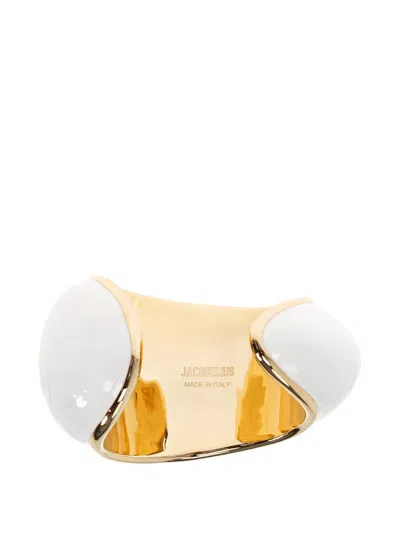 Jacquemus Raisin Sculptural Cuff Bracelets In White