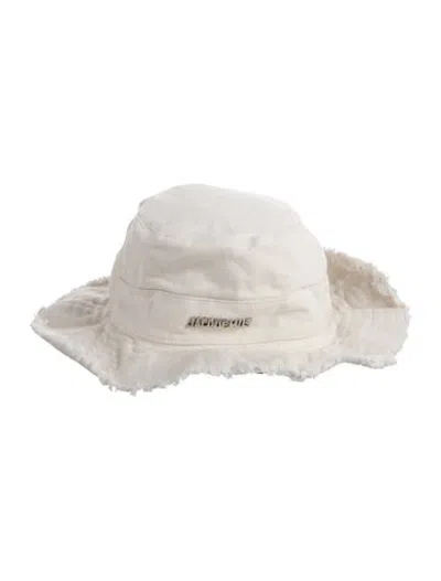 Pre-owned Jacquemus Raw-edge Trim Bucket Hat In White